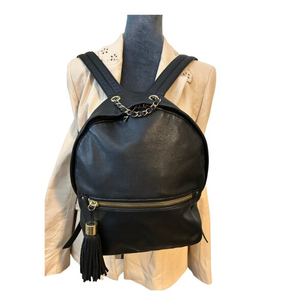 Margot Black Genuine Leather Backpack Purse Gold Zipper Tassel main image 11